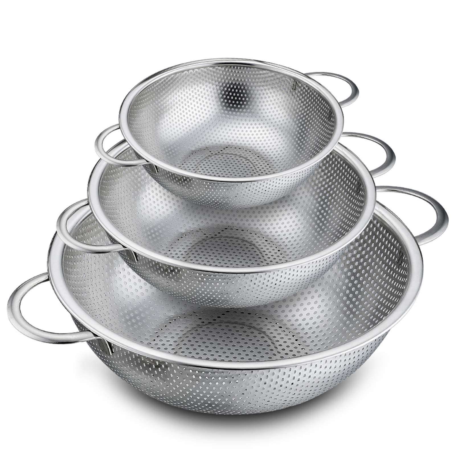 New Stainless Steel Kitchen Strainer Colanders with Handle Kitchen Food Strainer Basket for Washing Vegetable Fruit Vegetable