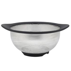 Stainless Steel Colanders Set with Black Non-Slip Handles 2.5/4.3 Quart Capacities Home Kitchen Strainer Set of 2