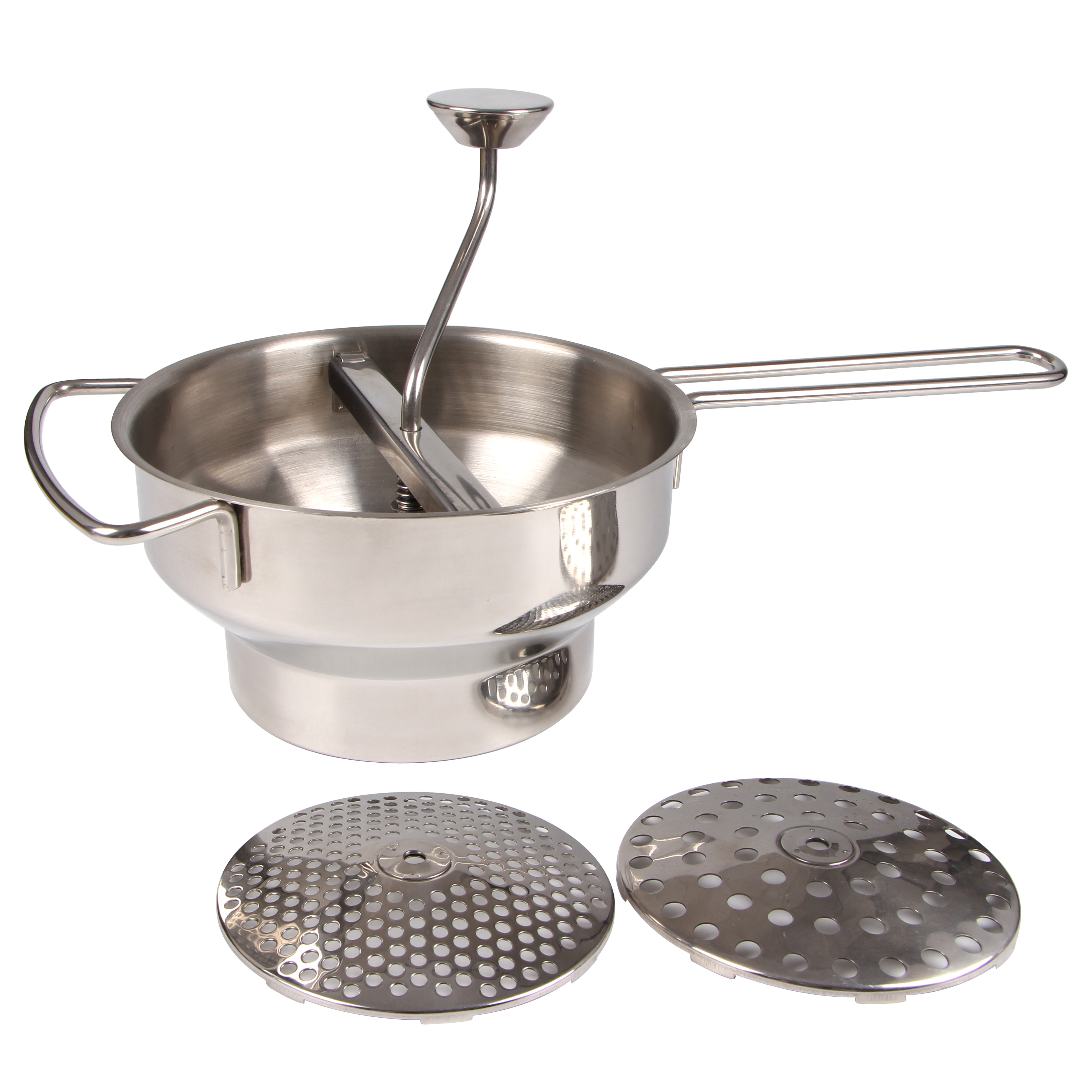 Rotary Stainless Steel Food Mill Strainer Potato Masher Grinder Vegetable Mill Stainless Steel Handle with 3 Milling Discs
