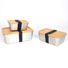 Bamboo Lid Stainless Steel Food Container Food Packaging Containers Leakproof Metal Bento Lunch Box Stainless Steel Food Carrier