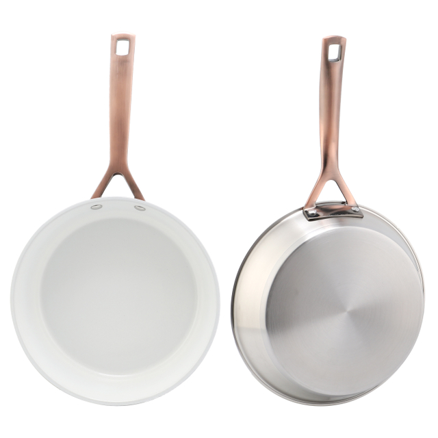 Hot Sale Wholesale 3 Layer Base Stainless Steel Pan 20/24/26/28cm 8inch/10inch/12inch Ceramics Nonstick Cookware Frying Pan