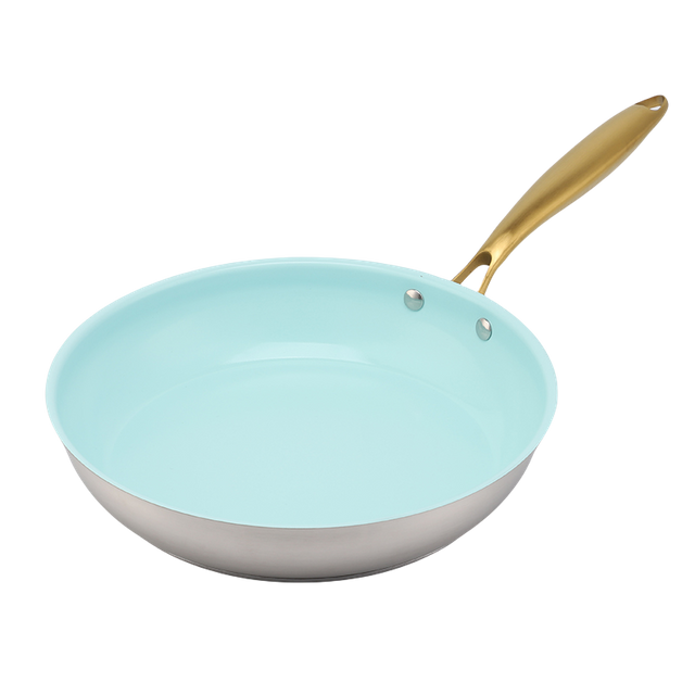 Hot Sale Wholesale Impact Bonded Bottom Stainless Steel Pan 20/24/26/28cm 8inch/10inch/12inch Non-Coating Cookware Frying Pan