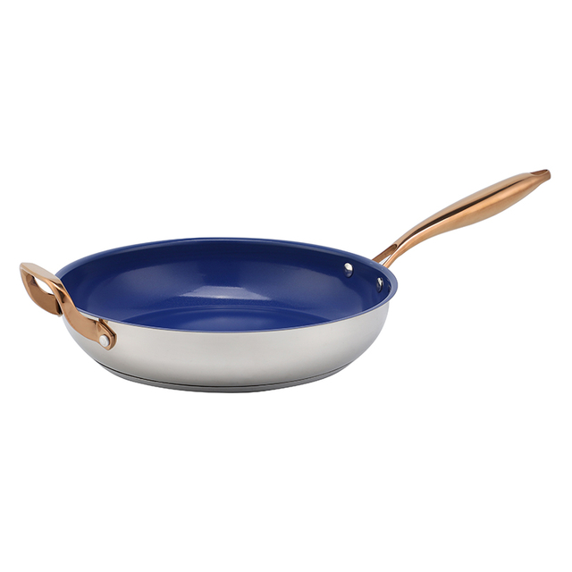 Hot Sale Wholesale Impact Bonded Bottom Stainless Steel Pan 20/24/26/28cm 8inch/10inch/12inch Non-Coating Cookware Frying Pan