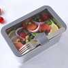 Design 304 Stainless Steel Fresh-keeping Lunch Box Glass Cover Leak-proof Heating Food Grade Microwave Sealed Box