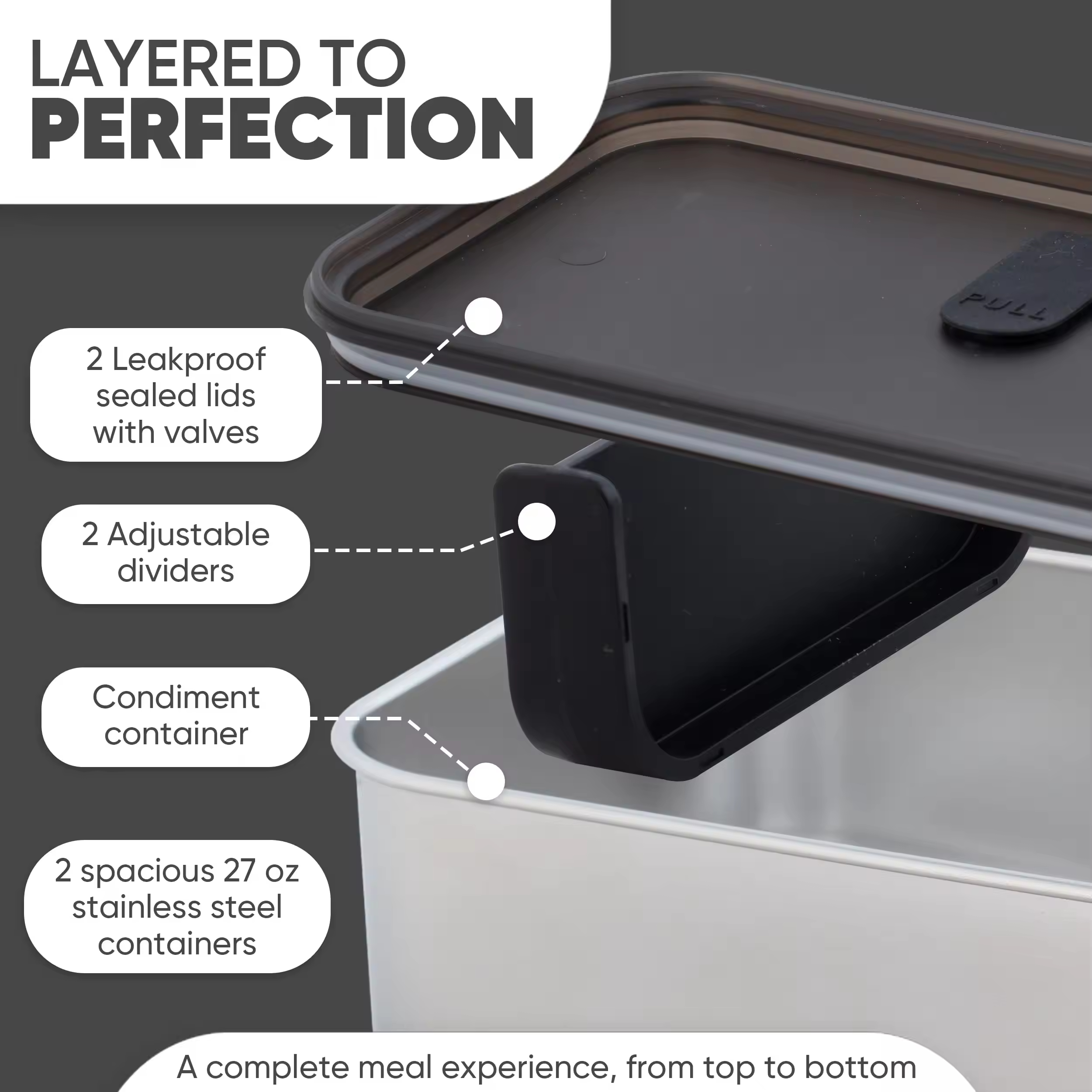 New Design 304 Stainless Steel Bento Box Lunch Box Stainless Steel Cover Leak-proof Heating Food Grade Microwave Sealed Box