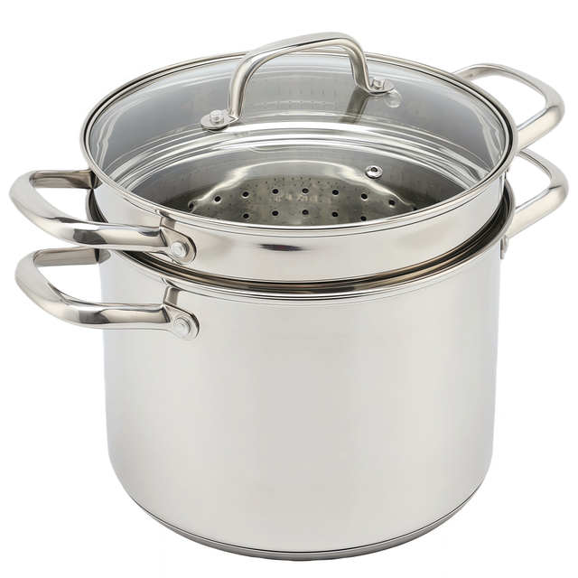 Factory Supply Kitchenware 8 Liter Stainless Steel Pasta Cooker 24cm Pasta Cooker Steamer Multi-Pot
