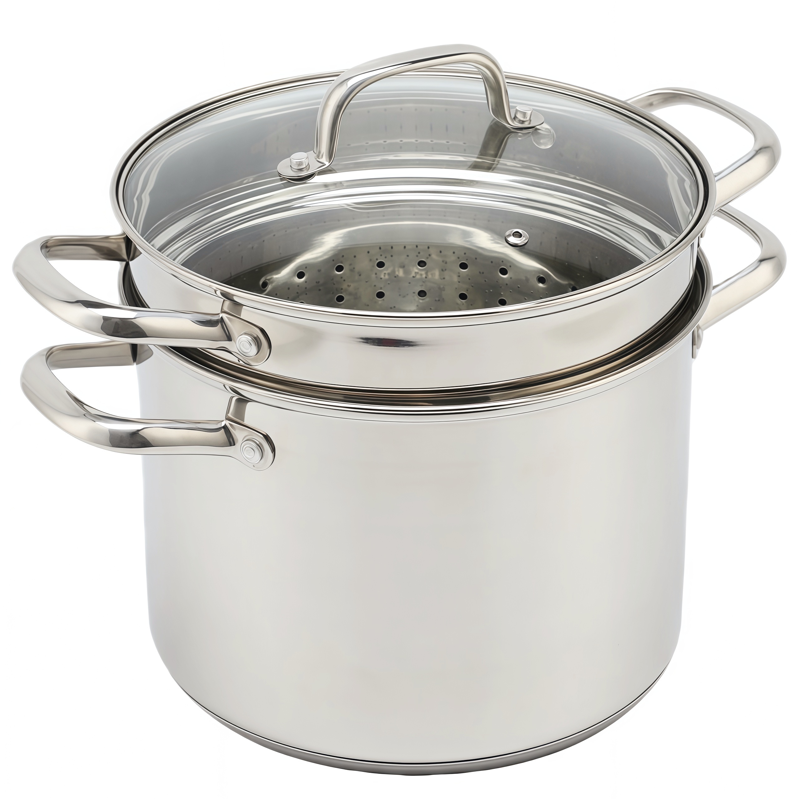 Factory Supply Kitchenware 8 Liter Stainless Steel Pasta Cooker 24cm Pasta Cooker Steamer Multi-Pot