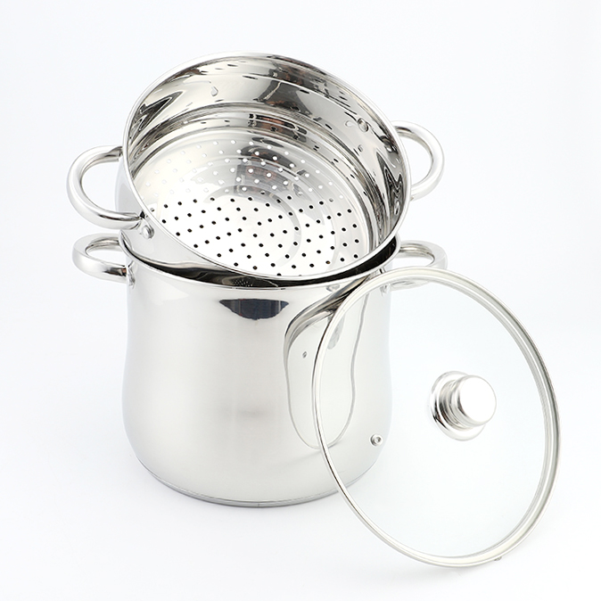 Factory Custom Kitchen Stainless Steel Soup Steamer Pot Set With Glass Lid Stainless Steel Cooking Pot Set Cookware Sets