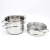 Factory Direct Sales Multi-purpose 3 Layers Steam Pot Stainless Steel Steam Cooker with Steamer Basket and Tempered Glass Lid