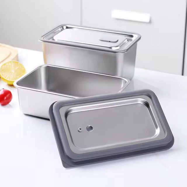 Design 304 Stainless Steel Fresh-keeping Lunch Box Stainless Steel Cover Leak-proof Heating Food Grade Microwave Sealed Box
