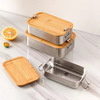 New Design 304 Stainless Steel Fresh-keeping Lunch Box Bamboo Cover Leak-proof Heating Food Grade Microwave Sealed Box
