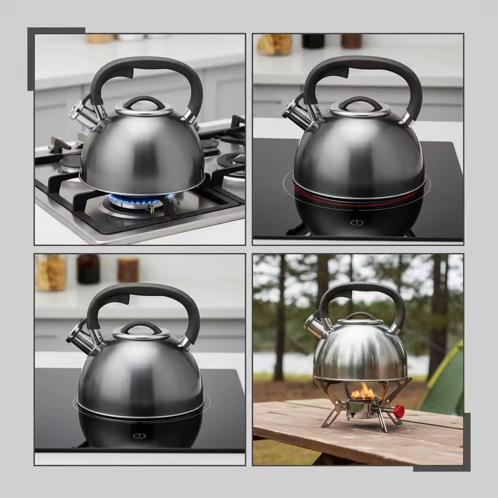 Factory Wholesale 2.8-3LWhistling Tea Kettle Tea Pot Customized Color Stainless Steel Hot Water Teapot for ALL Stovetop