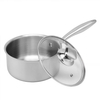 Tri-Ply Stainless Steel 304 Sauce Pan with Glass Lid Multipurpose Induction Cookware for Cooking Pot