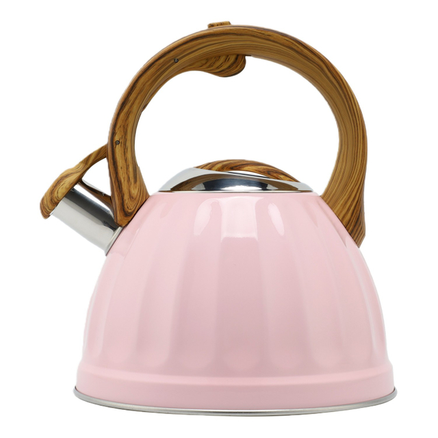 Factory Wholesale 2.5L Whistling Tea Kettle Tea Pot Customized Color Stainless Steel Hot Water for ALL Stovetop with Wood Handle