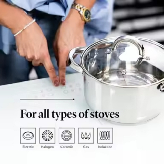 Hot Sale Cooking Pot Heavy Weight 5ply Base Stainless Steel Casserole Soup Pot Stock Pots with Stainless Steel Handle