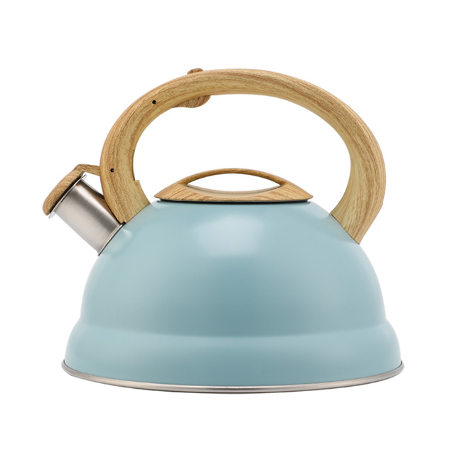 Factory Wholesale 3L Whistling Tea Kettle Tea Pot Customized Color Stainless Steel Hot Water for ALL Stovetop with Wood Handle