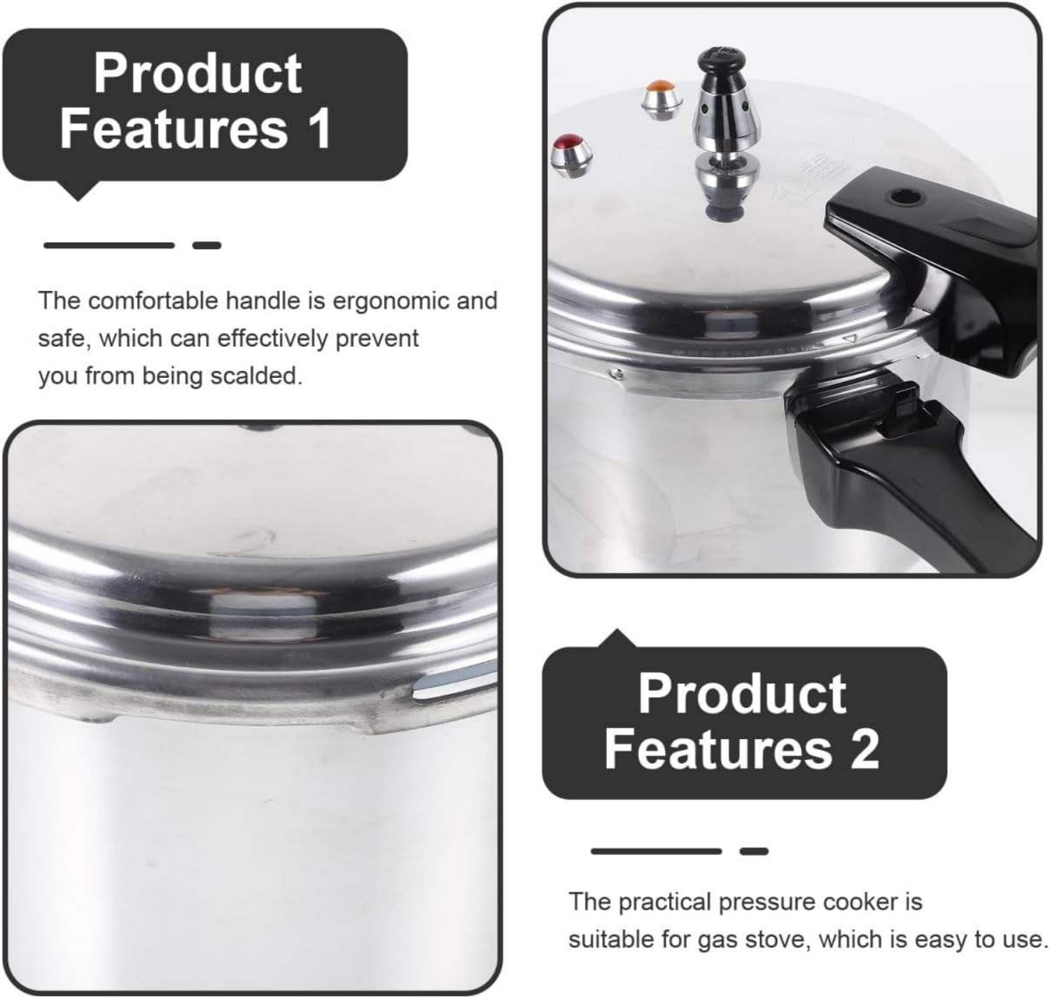 Factory Small Aluminum Alloy Pressure Cooker with Magnetic Bottom 3L 4L 5L 7L 9L 11L 13L 17L Sizes for Gas and Induction Cooker