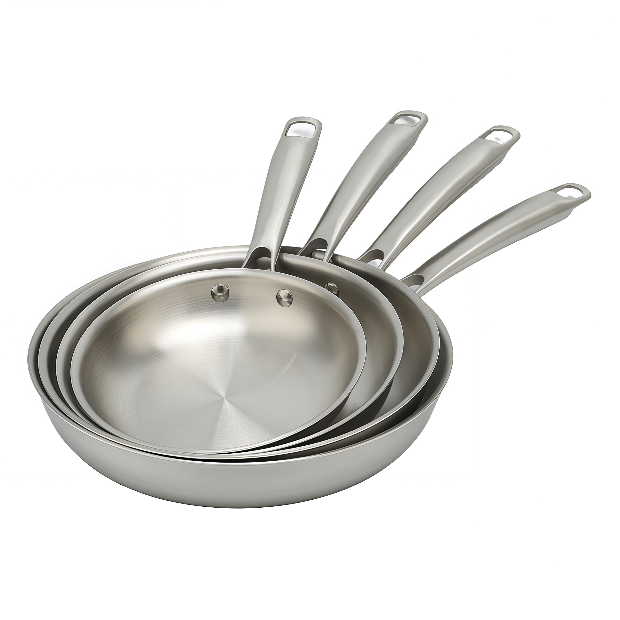 Hot Sale Wholesale 3 Layer Tri-ply Stainless Steel Pan 20/24/26/28cm 8inch/10inch/12inch Non-Coating Cookware Frying Pan