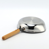 Factory Customized Food Grade Triply Cooking Pan Steel Stainless Non-coating Frying Pan for Pouring Spout Skillet Omlet with Wood Handle Lid