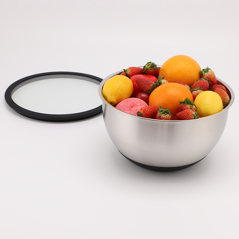 Customized Mixing Bowls Set 3QT 5QT Stainless Steel Mixing Bowl With Glass Lid