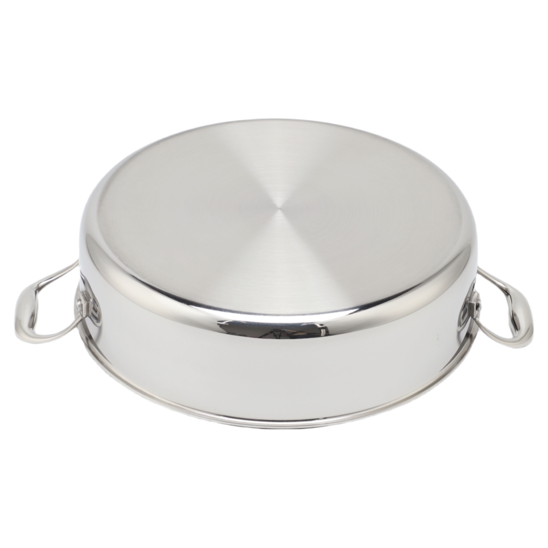 High Quality 316 Stainless Steel Cook Saute Pan Three Layer Steel Double Ear Frying Pan Rapid Heat Conduction Sauting Fry Pan