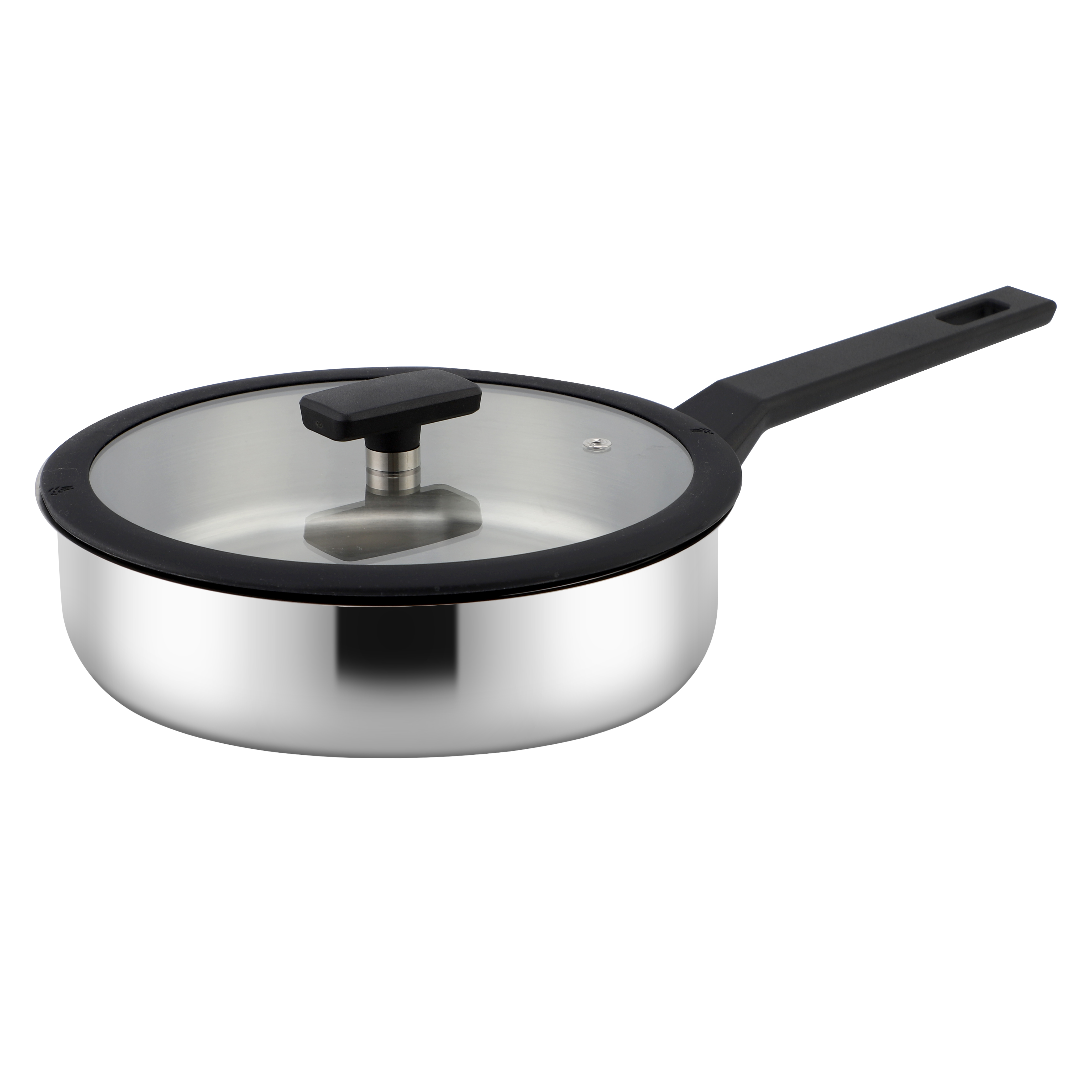 Wholesale Custom 9 Piece Nylon Black Handle Stainless Steel Impact Bonded Bottom Pots And Pans Non-Toxic Kitchen Cookware Set