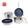 High Quality 6pcsTri-ply Stainless Steel Pots and Pans Hammered Cookware Set