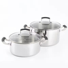 High Quitity 9pcs Tri-ply Stainless Steel Kitchen Ware Cooking Pot Cookware Sets With Tempered Glass Lid