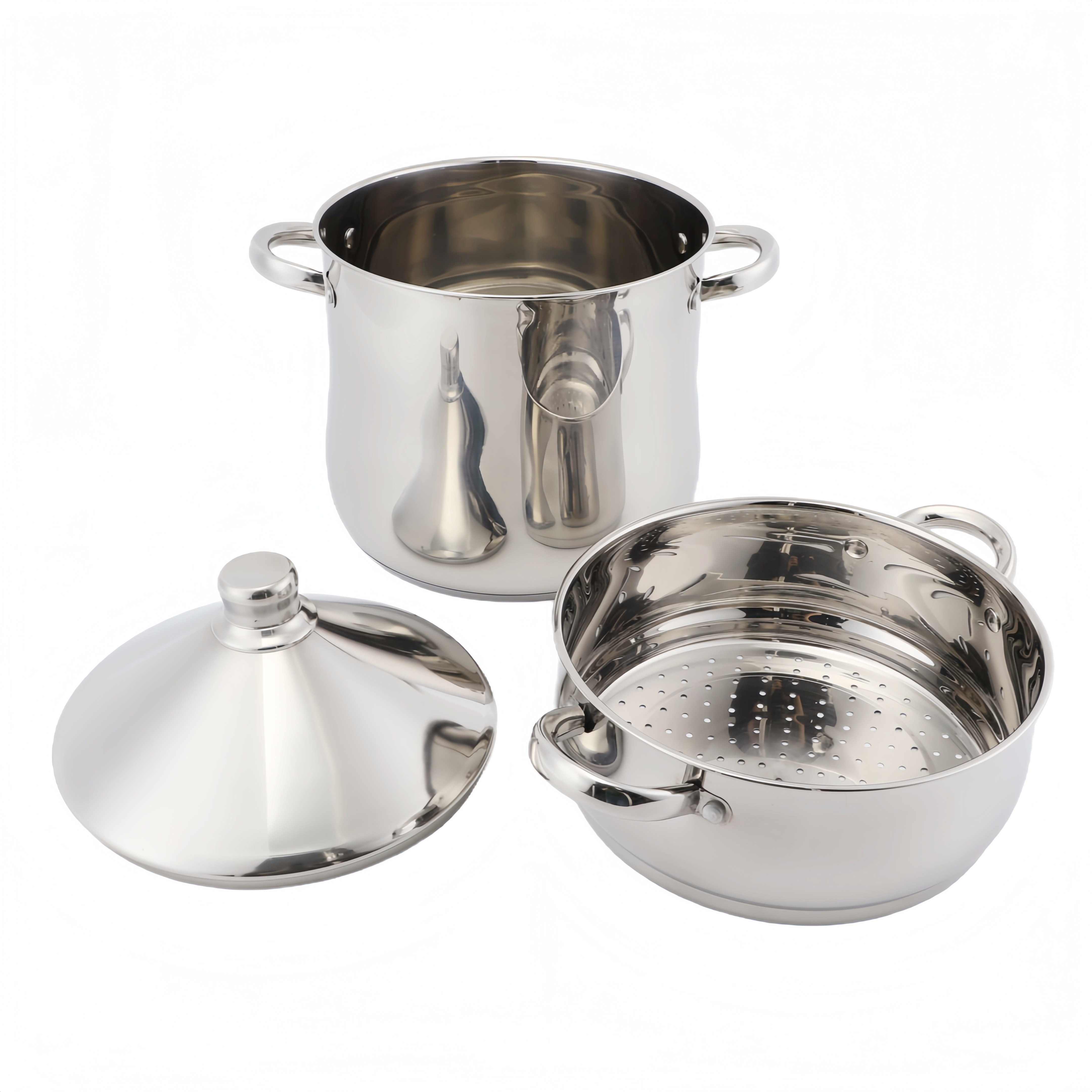 Factory Custom Kitchen Soup Steamer Pot Set With Tagine Lid Stainless Steel Cooking Pot Set Cookware Sets with Capsuled Bottom