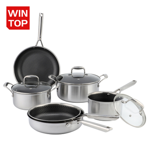 New Non Stick Tri Ply Stainless Steel Honeycomb Cookware Set Stainless Steel Pots and Pans Frying Pan Wok Pizza Pan Saucepan Pot Set