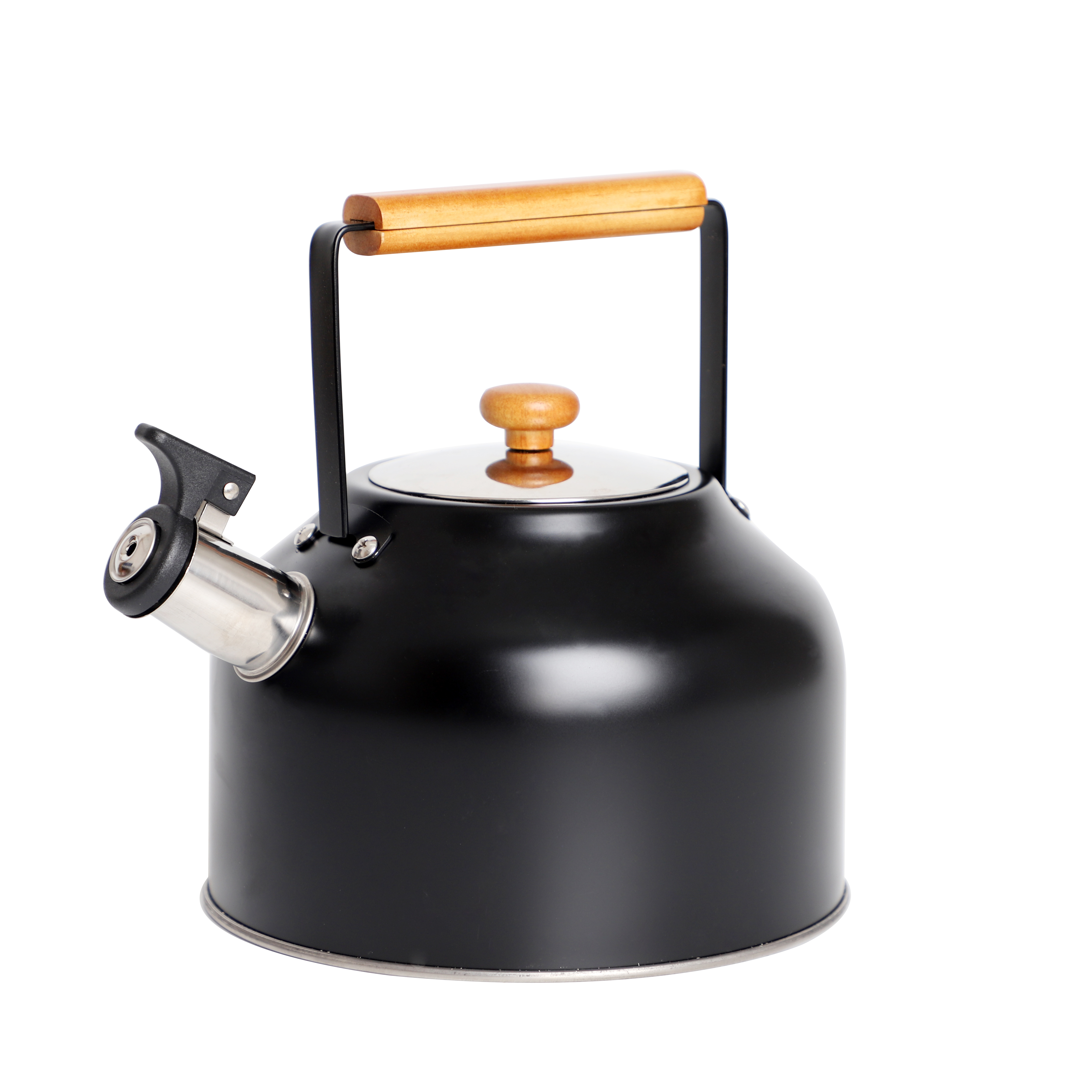 Retro Design Top Ranking Kitchen Food Grade Stainless Steel Stove Top Whistling Tea Kettle Teapot with Black Coating