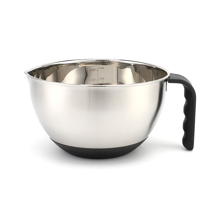 Kitchen Stainless Steel Salad Mixing Bowl Set Eco-Friendly Metal Bowl with Polished Handle