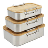 New Bamboo Lid Stainless Steel Food Container Food Packaging Containers Leakproof Metal Bento Lunch Box Stainless Steel Food Carrier
