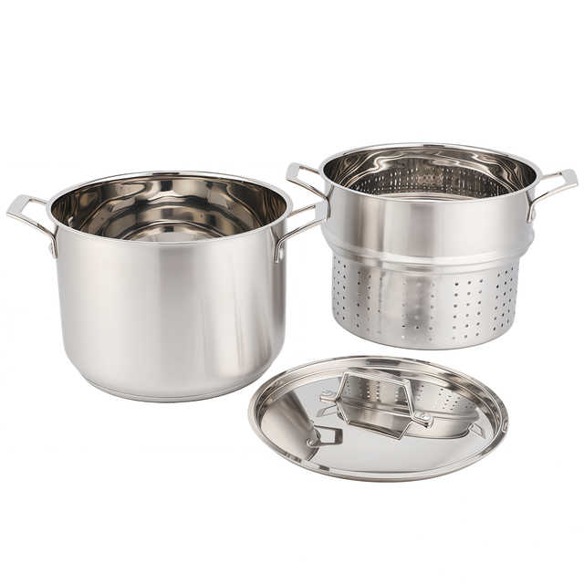 Factory Supply Kitchenware 8 Liter Stainless Steel Pasta Cooker 24cm Pasta Cooker Steamer Multi-Pot