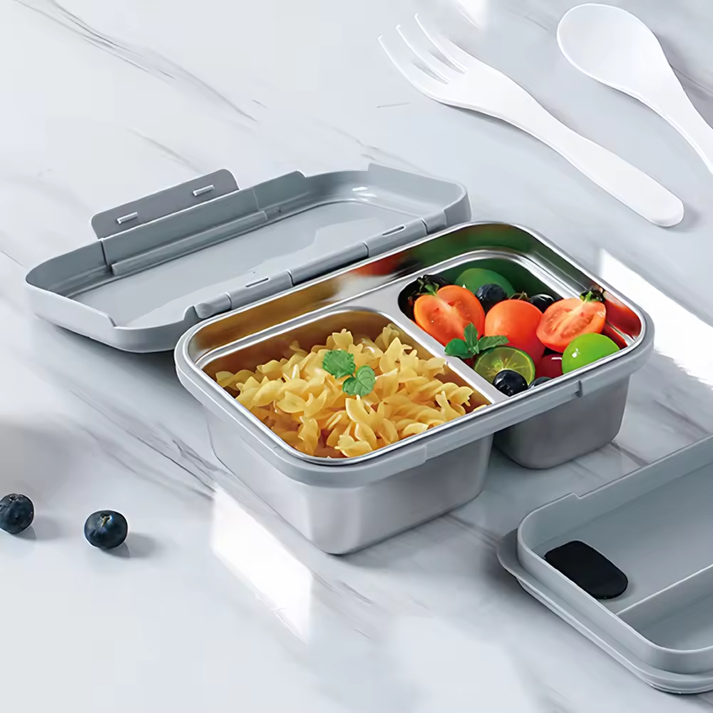 New Design 304 Stainless Steel Fresh-keeping Box Snap-on Refrigerator Storage Tin Box Heating Food Grade Microwave Sealed Box
