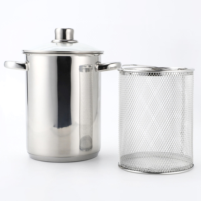 Asparagus Steamer Pot with Mesh Basket-3 Quart Stainless Steel Vegetable Cooker with Tempered Glass Lid