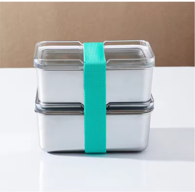 Factory Wholesale 304 Stainless Steel Fresh-keeping Box Refrigerator Storage Tin Box Heating Food Grade Microwave sealed Box