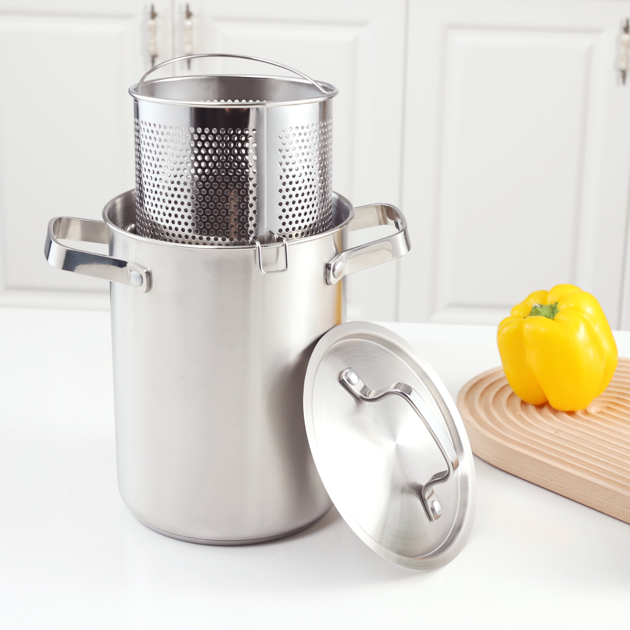 Asparagus Steamer Pot with Mesh Basket-3 Quart Stainless Steel Vegetable Cooker with Stainless Steel Lid