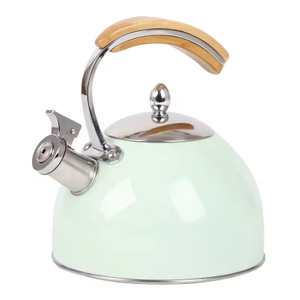 Custom 2.5L 3.0L Polished New Stainless Steel Whistling Tea Kettle Wood Handle Modern Food Grade Stove Top Tea Pot Top Seller