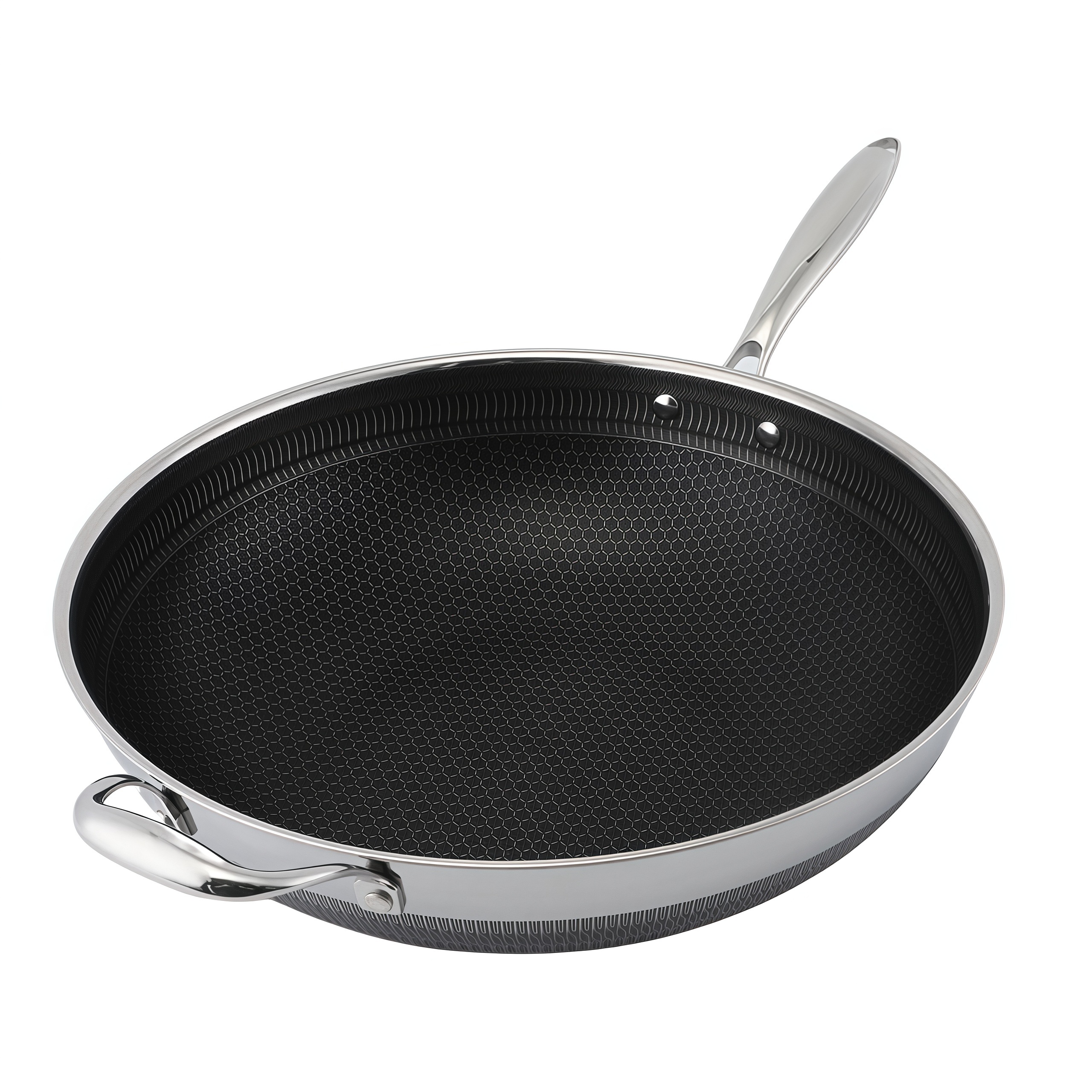 Hybrid TriPly Stainless Steel Nonstick Wok With Handle No Coating Nonstick Cookware Support ODM/OEM Non Toxic NO PFAS PFAS