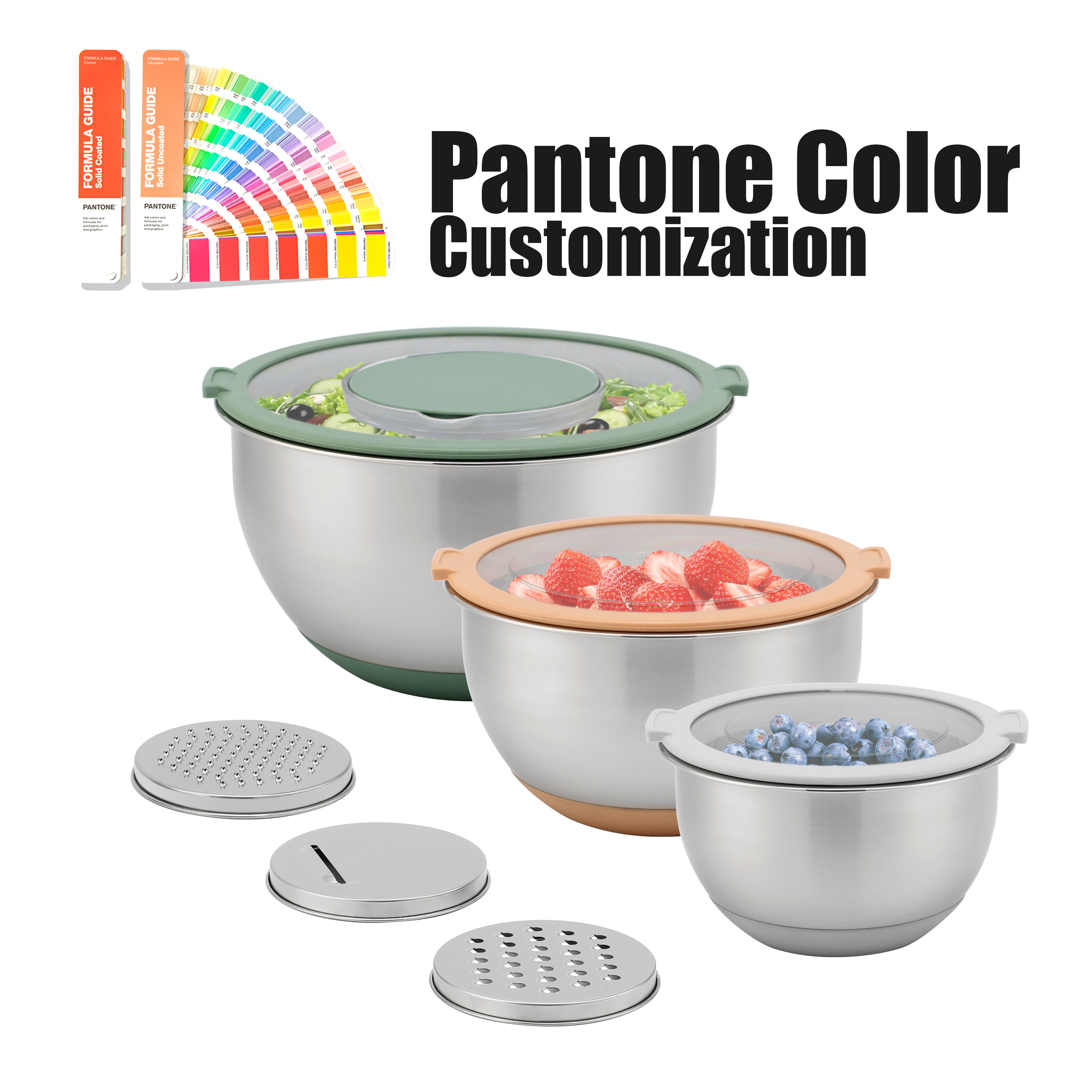 Stainless Steel Mixing Bowls Set with Transparent Lids Hot Cold Serving Salad Bowl Cream Mixing Restaurant Use Low Price Sets