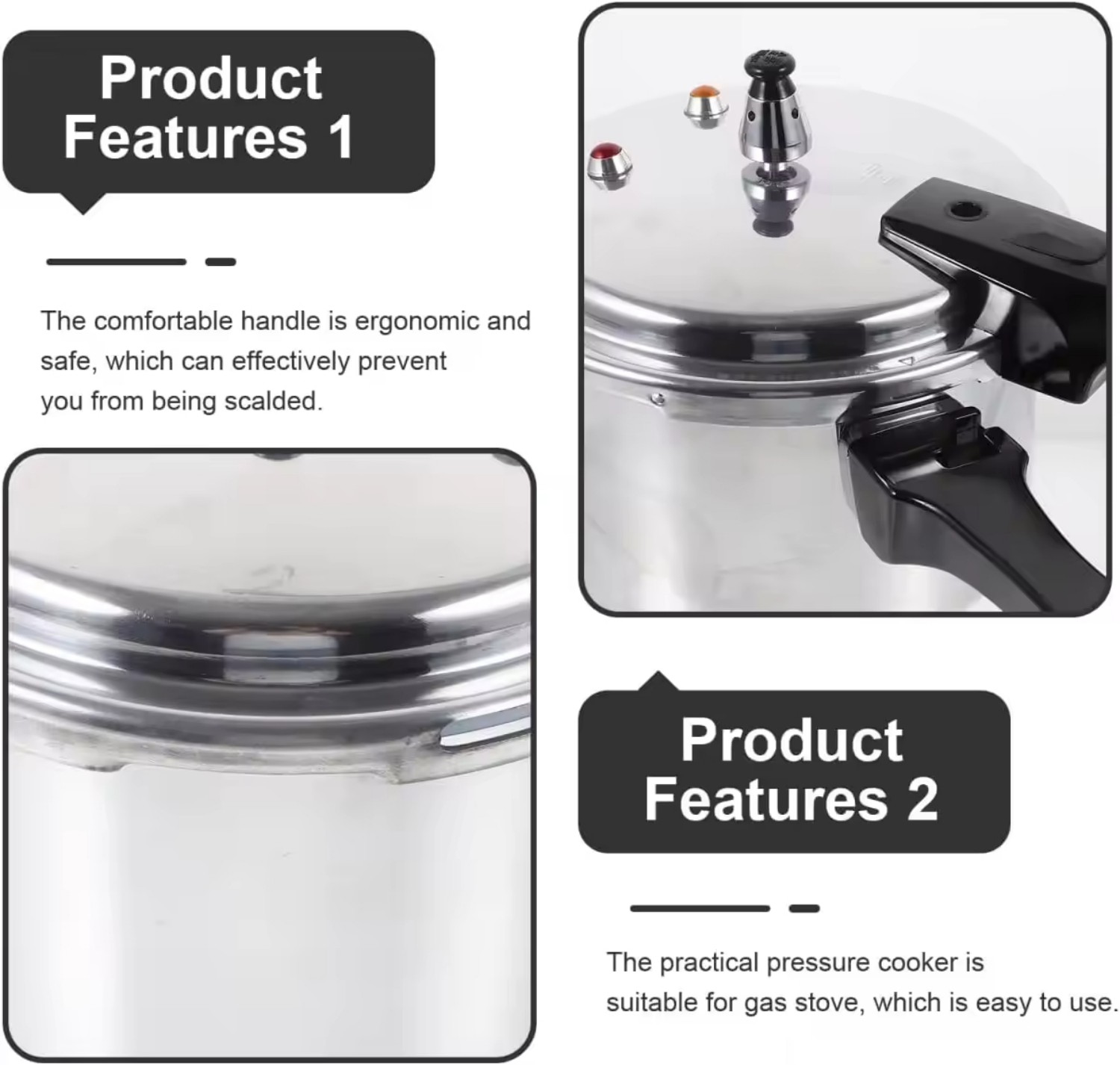 Factory Small Aluminum Alloy Pressure Cooker with Magnetic Bottom 3L 4L 5L 7L 9L 11L 13L 17L Sizes for Gas and Induction Cooker