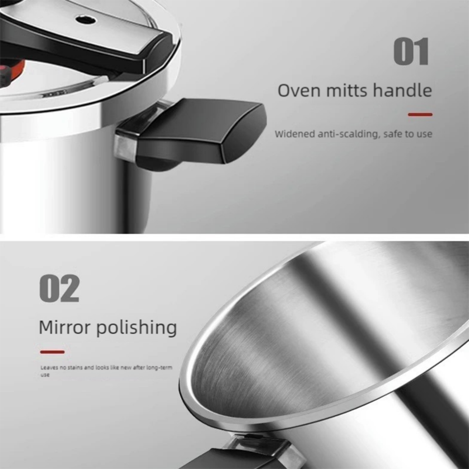 Factory Multi-Functional Fast Cooking Induction Cookware 8L/10L 304 Stainless Steel Pressure Cooker