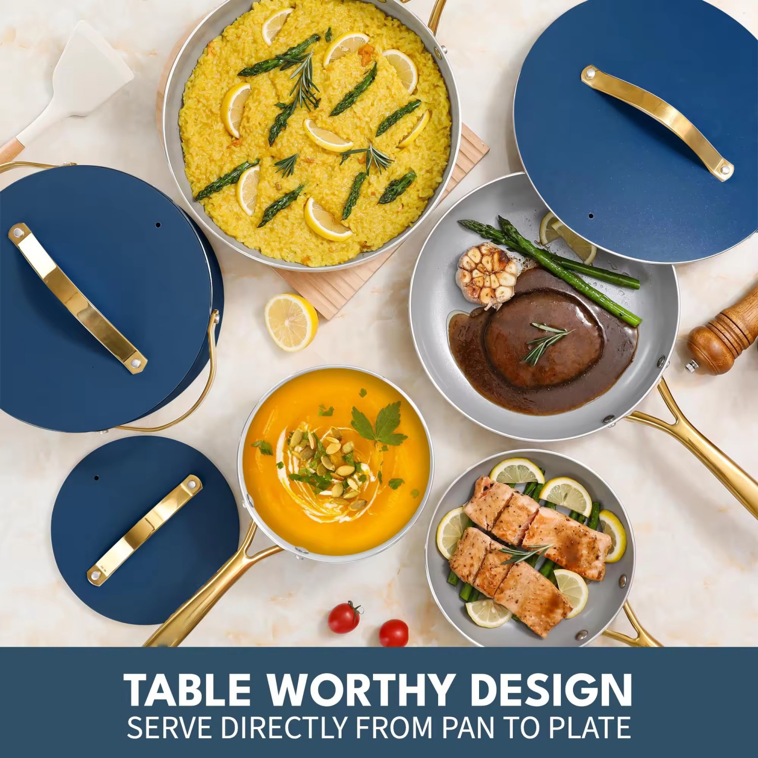14 PCS Customizable Ceramic Non Stick Pans and Pots Set Induction Cast Aluminum Ceramic Cookware Set Pots and Pans Set