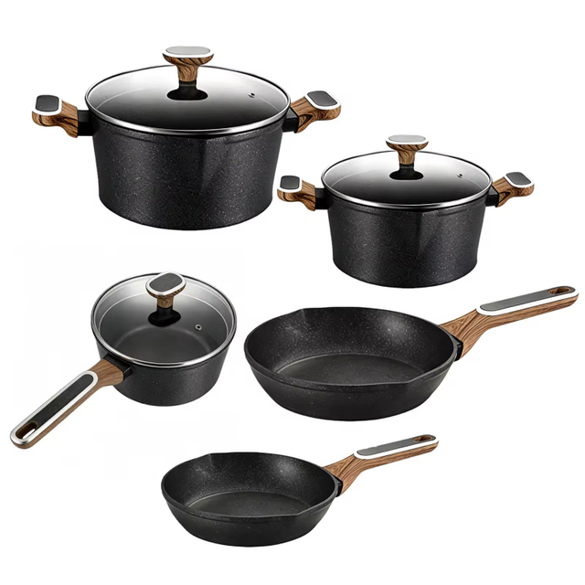 8 PCS Factory Customizable Ceramic Granite Non Stick Pans and Pots Set Induction Forged Aluminum Cookware Set PFOA & PFOS FREE