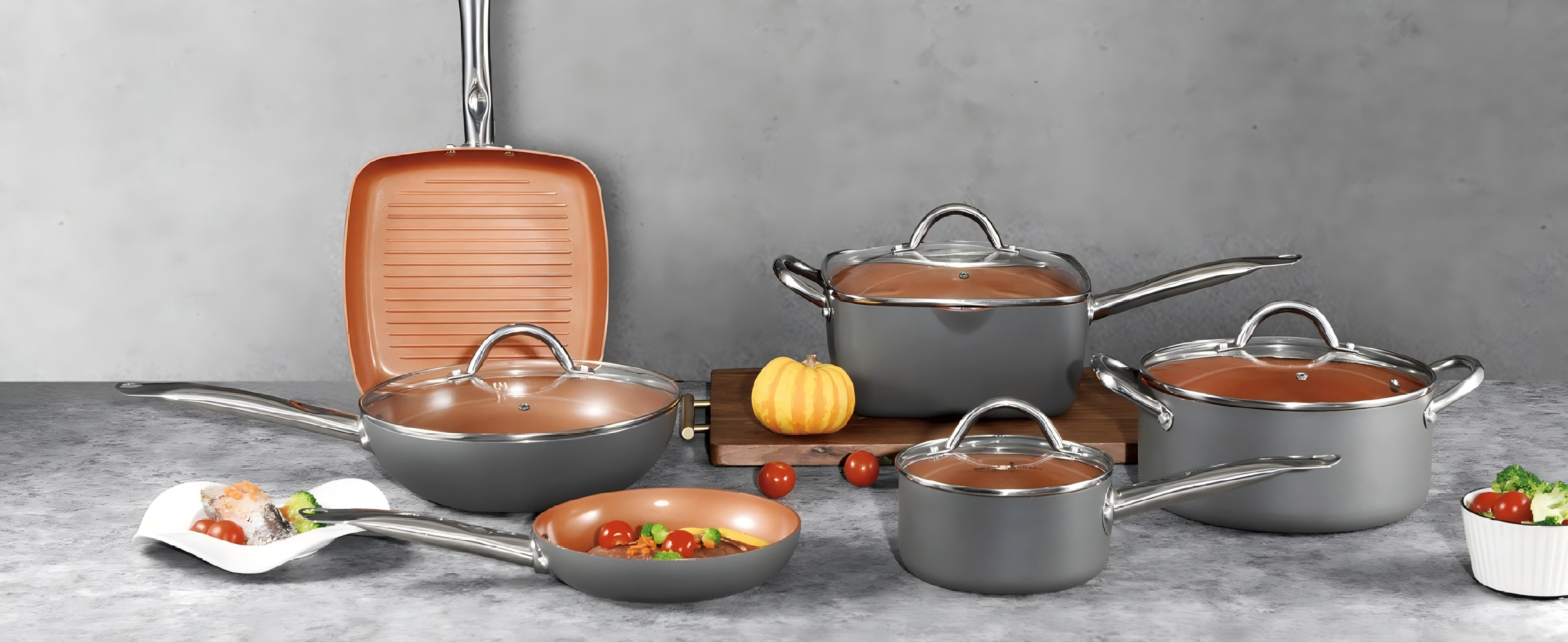 12 PCS Customizable Ceramic Nonstick Pans and Pots Set Induction Cast Aluminum Ceramic Cookware Set Pots and Pans Set