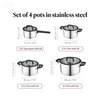 Hot Sale Strainer Lid Cooking Pot Heavy Weight 5 Layer Base Stainless Steel Casserole Soup Pot Stock Pots with Silicone Handle