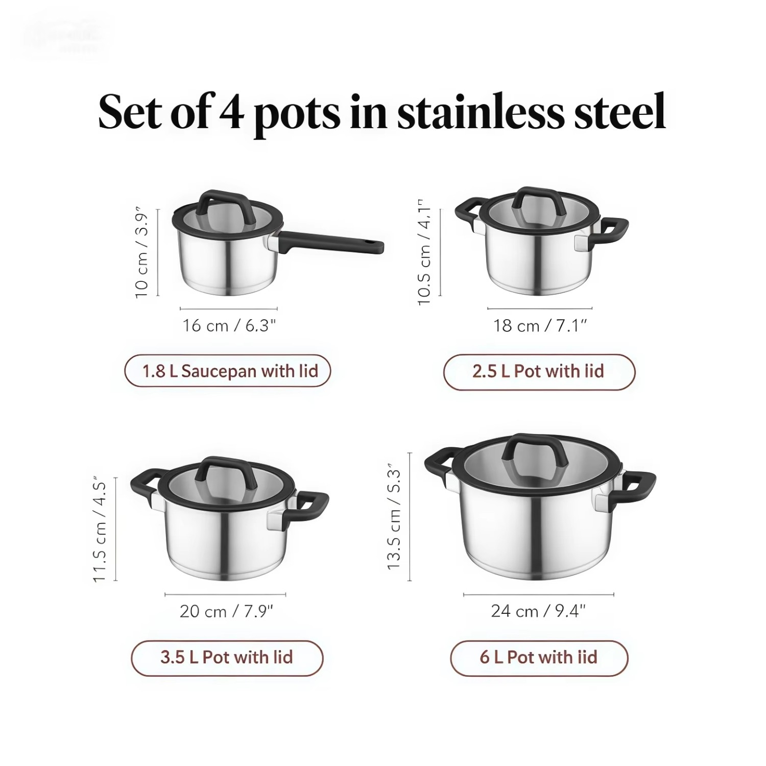 Hot Sale Strainer Lid Cooking Pot Heavy Weight 5 Layer Base Stainless Steel Casserole Soup Pot Stock Pots with Silicone Handle