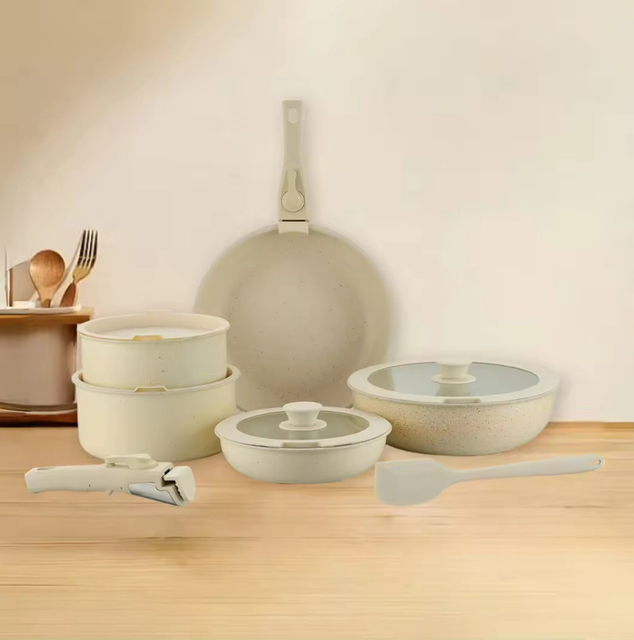 15 PCS Pots and Pans Set Nonstick Cookware Set Detachable Handle Induction Kitchen Cookware Sets with Removable Handle