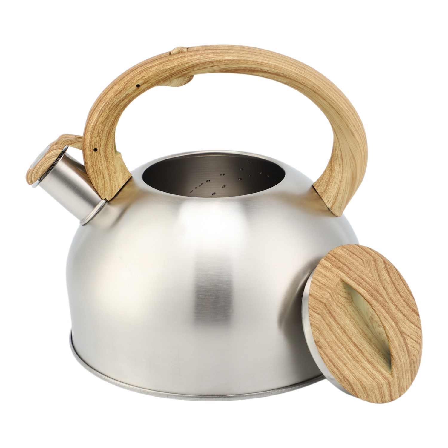3.0L Stove Top Stainless Steel Tea Pot New Food Grade Polished Custom Top Seller Whistling Tea Kettle With Wood Handle